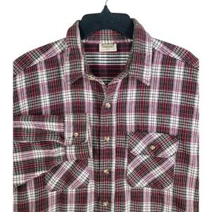 Five Brother Shirt Shacket Plaid Blanket Flannel Mens 2XL Maroon White LS USA